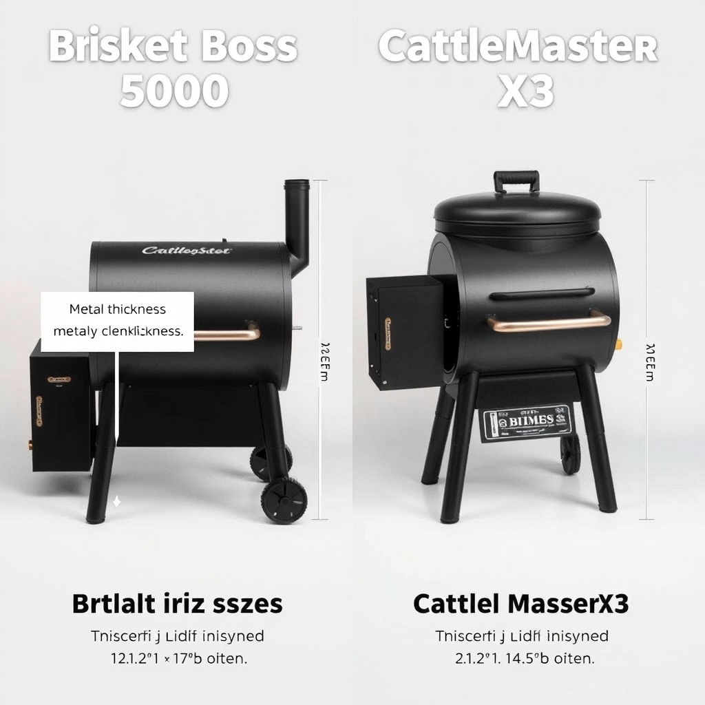 Side-by-side comparison photo showing Brisket Boss 5000 (left) and CattleMaster X3 (right)