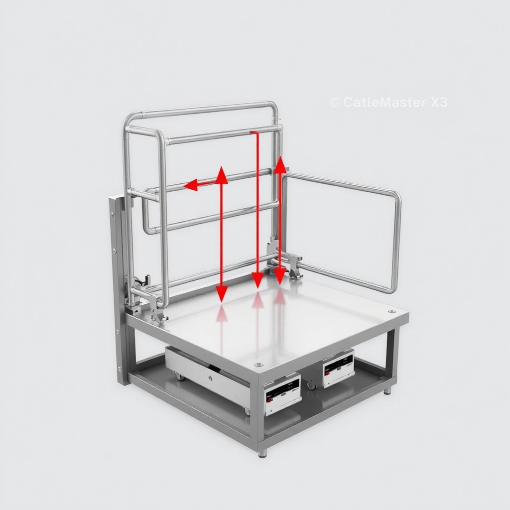 A photorealistic illustration showing a cross-section view of the CattleMaster X3 weighing