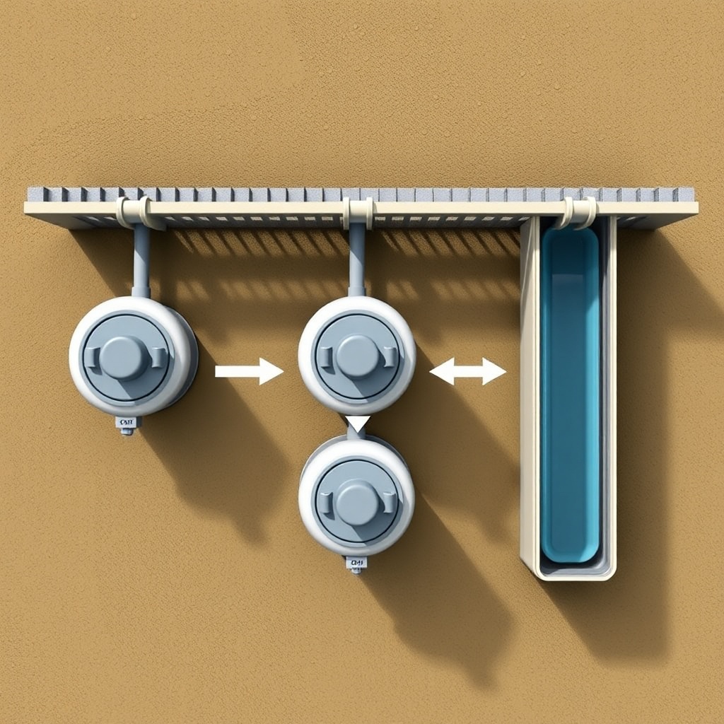 A photorealistic overhead illustration showing three HydraDrink Pro waterers arranged in a